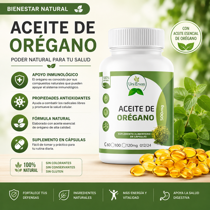 Aceite de Orégano (60 cápsulas) | Tu Antibiótico Natural Poderoso 🌿