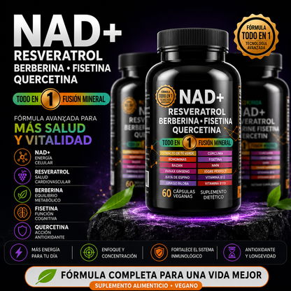 NAD+ & Resveratrol | Energía, Longevidad y Antienvejecimiento - 60 capsulas