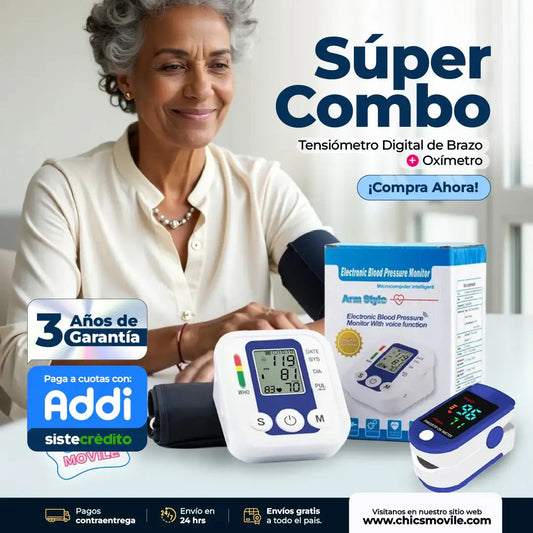 Tensiómetro Digital + Oxímetro de Pulso | ¡Controla tu salud desde casa!